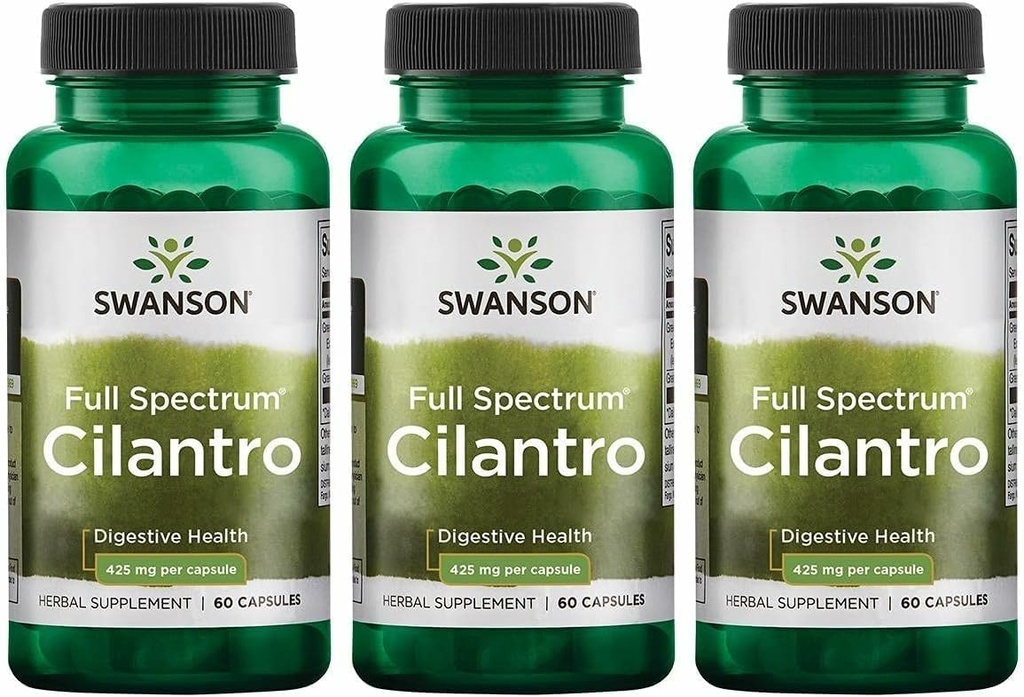 Swanson Full Spectrum Cilantro (Coriander) Herbal Digestive and Antioxidant Supplement for Wellness-Conscious Adults - 425 mg (60 Capsules, 3 Pack)