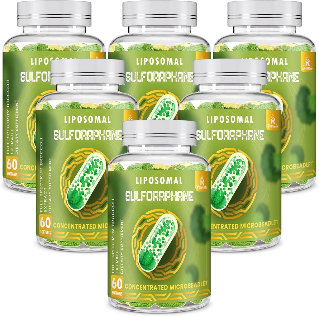 800 MG Liposomal Sulforaphane, Powerful Dual-Delivery for Maximum Absorption & Potency, Full-Spectrum Broccoli Extract, Antioxidant & Liver Supplement, 360 Softgels