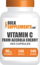 BulkSupplements.com Vitamine C de Acerola Cerise Capsules - Acerola Cerise Supplément Vitamine C - Sans gluten, 1 Capsule par portion, 240 Capsules de légumes (paquet de 1)
