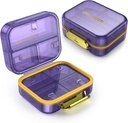 7 compartiment Travel Pill Box, Pill Organizer Humidure Proof Mini Pill Case, Petite Pill Box pour la purse de poche, Daily Portable Medicine Vitamine Box, Fish Oil Box, Supplement Box (Purple)