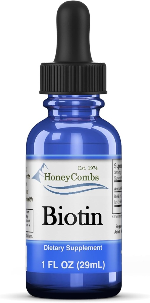 Biotin gouttes liquides fabriqués aux États-Unis - Idéal pour les cheveux, la peau, les ongles 500% DV par portion - 36 portions par conteneur - Idéal pour les hommes, les femmes, les enfants - Vitamine végétalienne B7 liquide - en vrac Taille également disponible