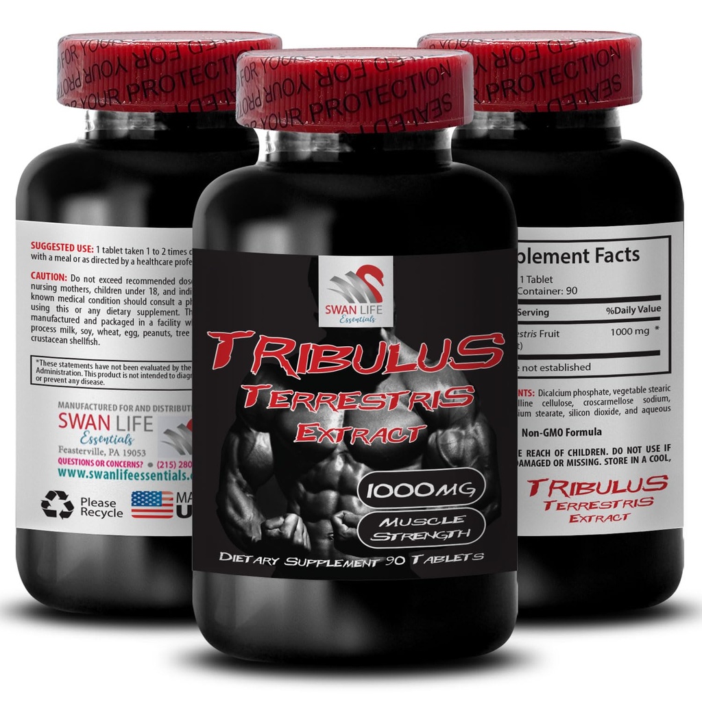 Nature-Powered Vitality - TRIBULUS TERRESTRIS EXTRACT - Energy Empowerment Blend, Body Boost Formula, Muscle Energy Recharge, Active Recovery Blend, Strength and Endurance Support 1 Bottle 90 Tablets