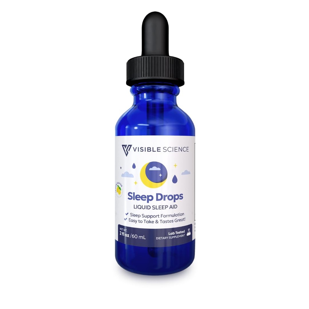 Sleep Drops – Lemon Flavor Liquid Sleep Aid with Melatonin, L-Theanine, Chamomile & Lemon Balm – Fast-Acting, Alcohol-Free Natural Sleep Supplement – 2 fl oz (60 mL)