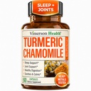 Supplément curcuma et Capsules de camomille pour le sommeil - Supplément de sommeil curcuma biologique avec extrait de fleurs de camomille (Manzanilla) - Relaxation et soutien au stress - Santé articulaire et digestif. 60 Capsules