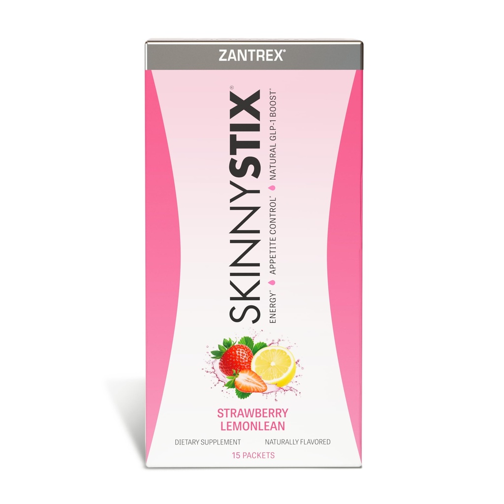 Zantrex SkinnyStix Strawberry Lemonade GLP-1 Support Drink Mix, Energy & Metabolic Support Powder, Appetite Control,15 Single-Serving Packets