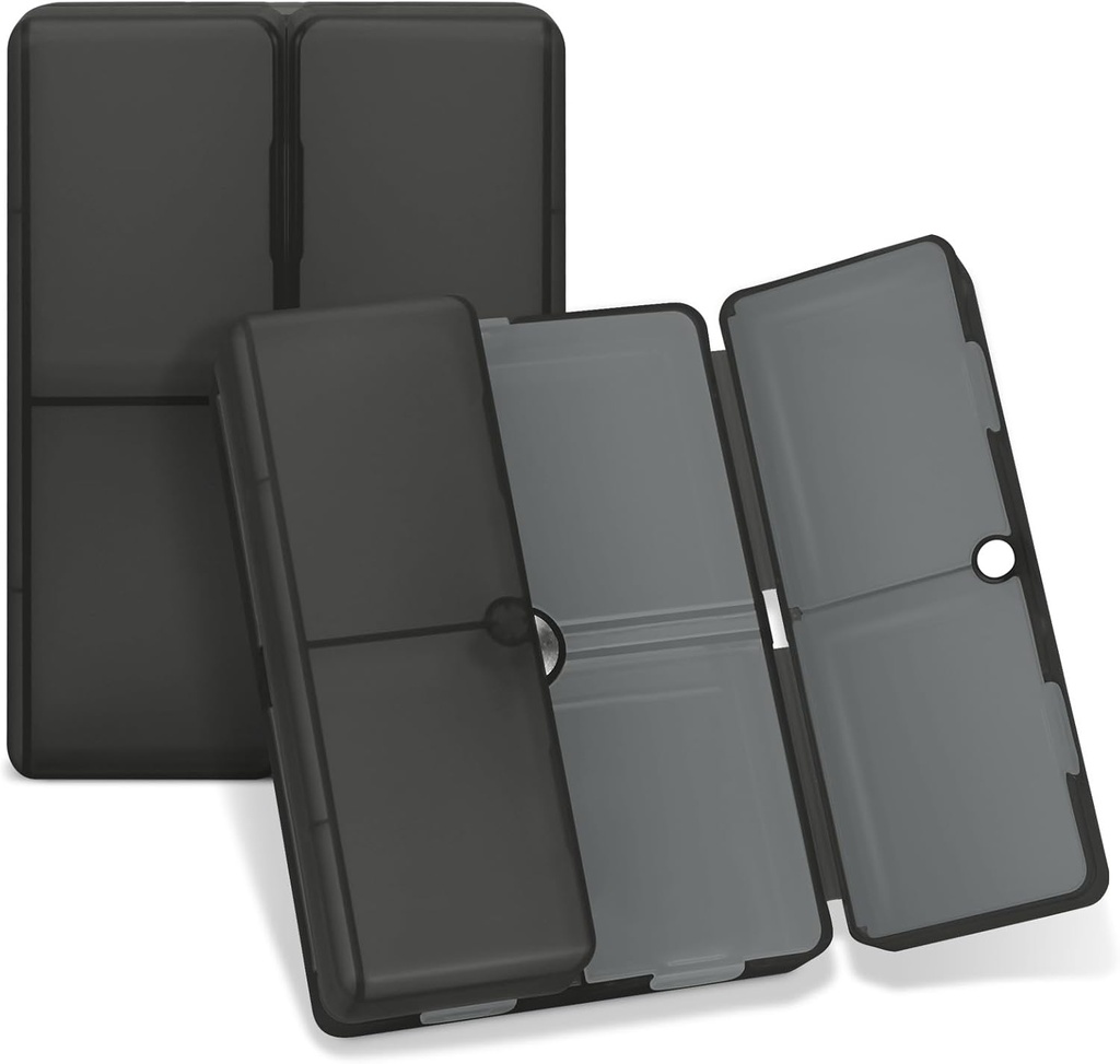 FYY Daily Pill Organizer, 7 compartiments Portable Pill Case Travel Pill Organizer, [Conception pliante] Pill Box for Purse Pocket to Hold Vitamines, Cod Foster Oil, Suppléments et Médicaments-Clear Black