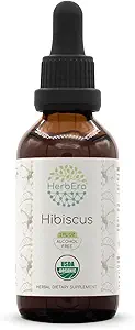 HerbEra Hibiscus B60 USDA Organic Tincture | Alcohol-Free Extract, High-Potency Herbal Drops | Certified Organic Hibiscus (Hibiscus Sabdariffa) Dried Flower (2 oz)