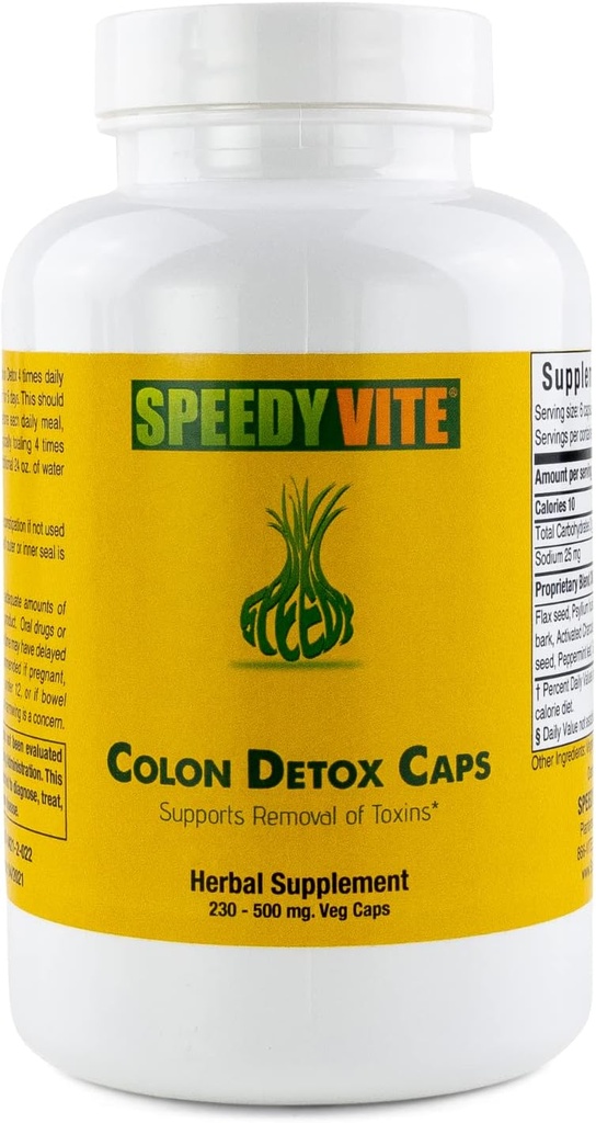 Colon Detox soutient l'élimination naturelle des toxines* Psylium organique et charbonnier graines de Psylium et de Lin musc graines de pomme Fibre/Pectine Slippery Elm Fennel- Poudre dans 230 capsules