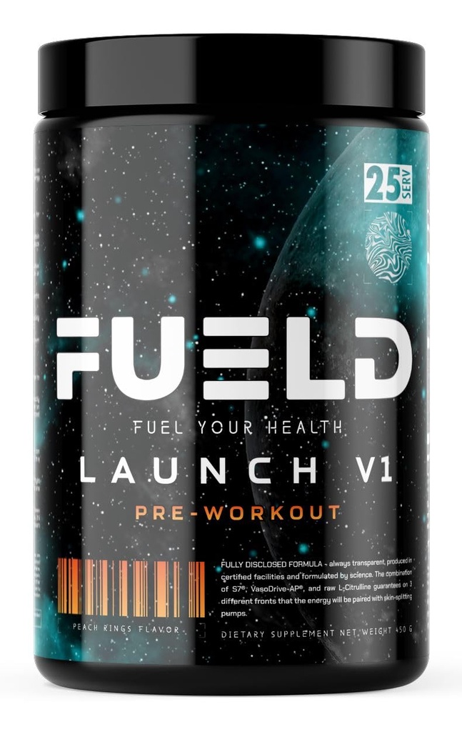 Launch V1 Pre-Workout, Peach Rings Flavor, Insane Energy Blend, Out of This World Pump Matrix, 6g Raw L-Citrulline, 254mg Vaso Drive AP.