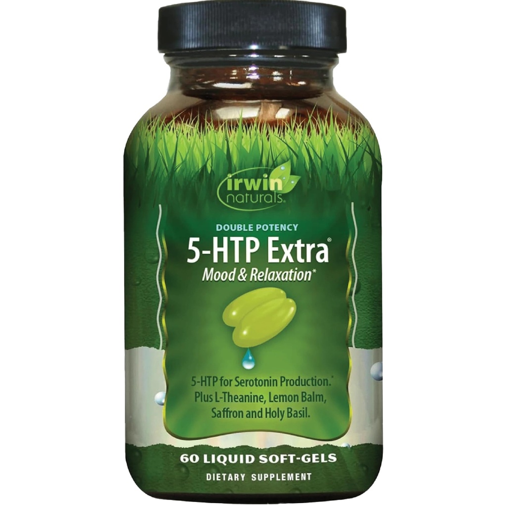 Irwin Naturals Double puissance 5-HTP Extra - 60 liquides Soft-Gels - pour la relaxation et la production de sérotonine - 30 portions
