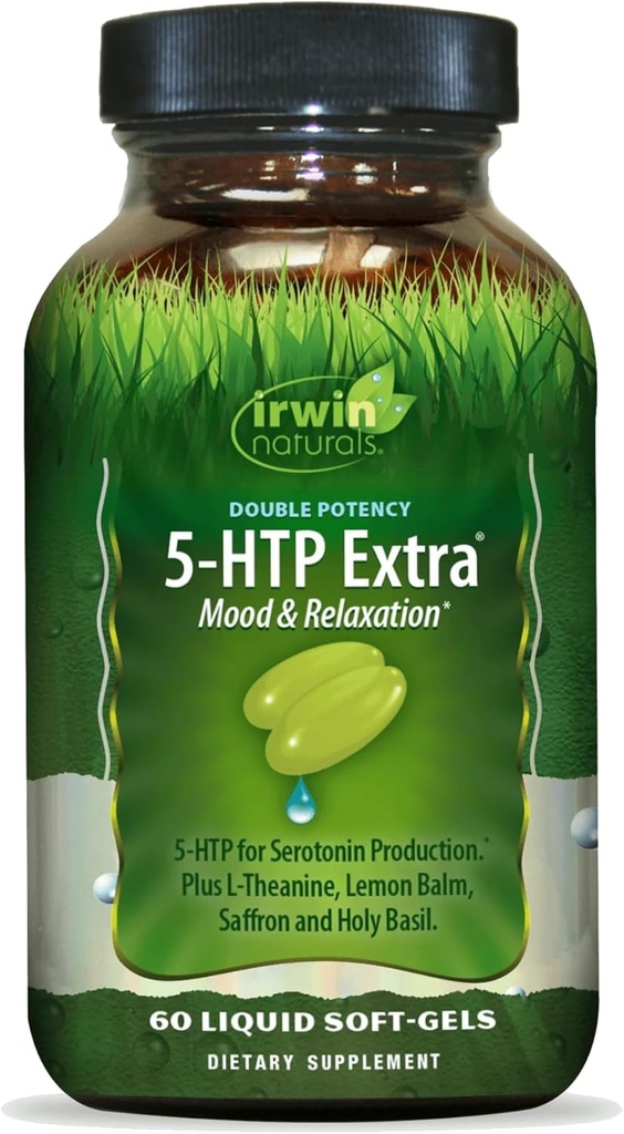 Irwin Naturals Double puissance 5-HTP Extra - 60 liquides Soft-Gels - pour la relaxation et la production de sérotonine - 30 portions
