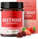 Gommies de racines de betteraves HERBAMAMA - 12000mg Betteraves rouges avec extrait de poivre noir pour un soutien global - Vegan, Supplément anti-oxydant non-OGM - 90 Pectines à base de fraises aromatisées