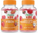 Fibre prébiotique vivace enfants + Calcium Magnésium & Zinc enfants, Gommies Bundle - Grande dégustation, supplément de vitamine, sans gluten, sans OGM, gommy à croquer