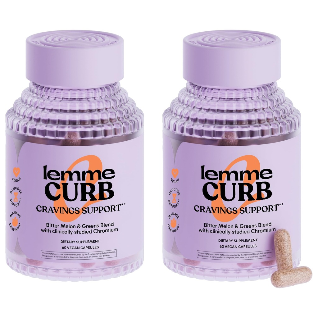Lemme Curb - Cravates, Améliorer le métabolisme des glucides, le soutien de la gestion du poids, cliniquement étudié Picolinate de chrome, Bitter Melon, Ceylan Cannamon & Greens Superfood - 60 comtes (paquet de 2)