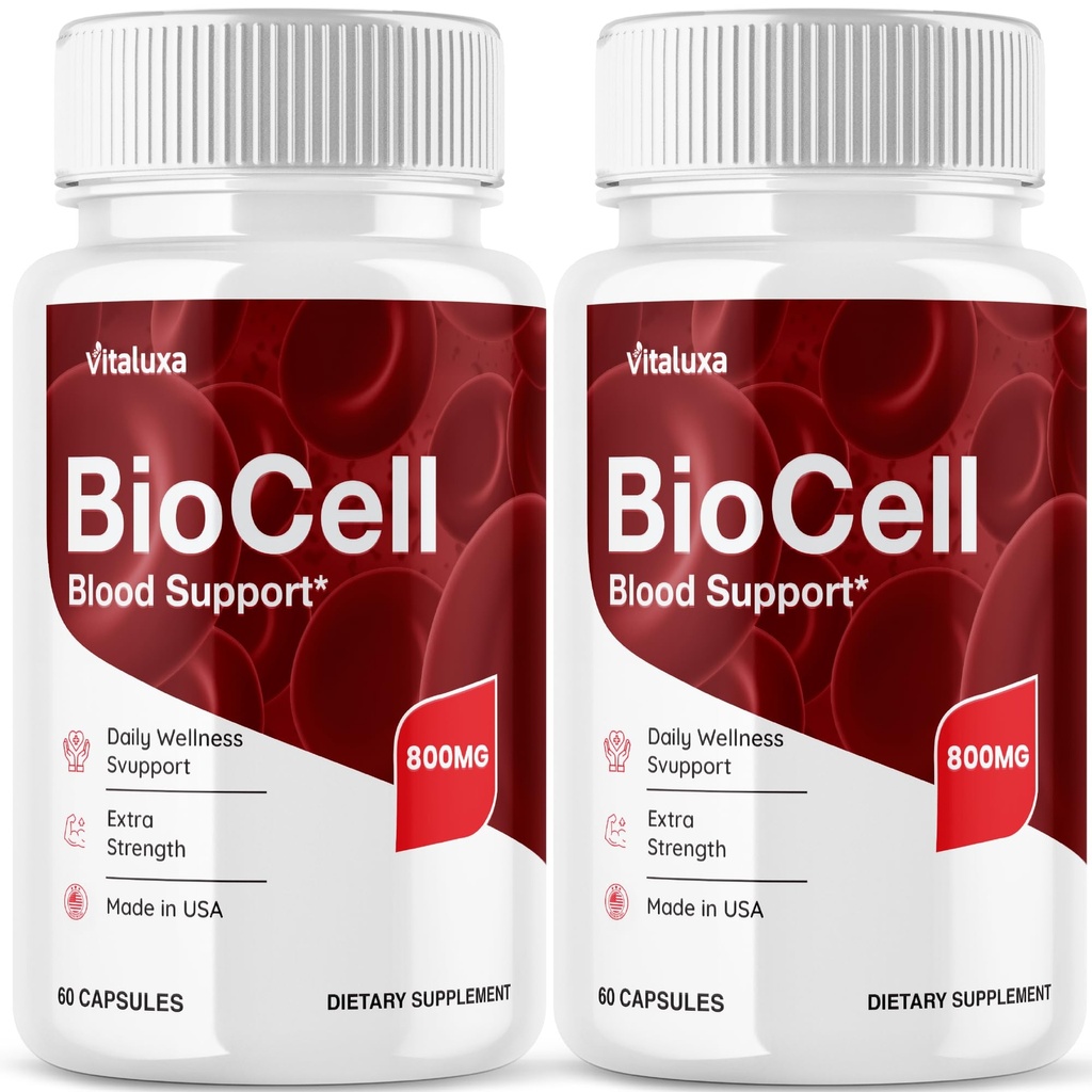 (2 Pack) Bio Cell Blood Health Support Supplement Capsules BioCell Vitamin Advanced Formulation Pills Natural Circulation Healthy Flow Optimizer Cleanser Formula Circulacion Capsulas Pastillas (120ct)