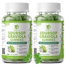 (2 Pack) Gommies de Sourop Graviola - Feuilles de Sourop Extrait avec Vitamine C, Zinc et aliments naturels entiers pour l'immunité, le foie, le zzz et l'antioxydant, sans gluten, végétalien, 120 Gommies