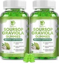(2 Pack) Gommies de Sourop Graviola - Feuilles de Sourop Extrait avec Vitamine C, Zinc et aliments naturels entiers pour l'immunité, le foie, le zzz et l'antioxydant, sans gluten, végétalien, 120 Gommies
