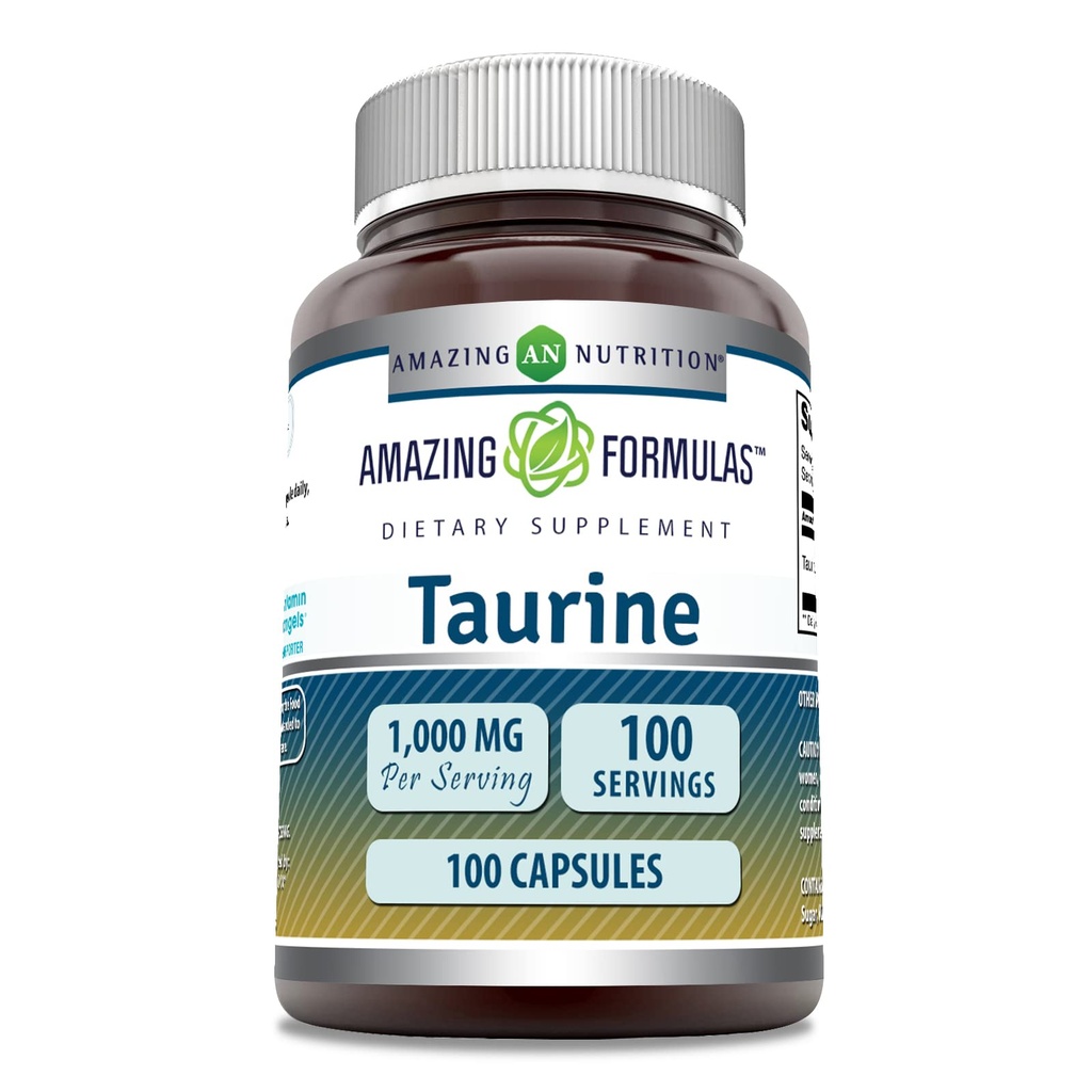 Amazing Formulas Taurine Amino Acid Supplement | 1000 Mg per Serving | 100 Capsules | Non-GMO | Gluten-Free | Made in USA