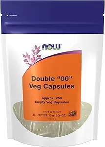 MAINTENANT aliments suppléments, capsules végétariennes vides, double "00", rempli par le poids, non-OGM projet vérifié, 250 capsules de légumes