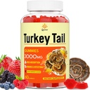 Turkey Tail Mushroom, Turkey Tail (100% Fruiting Body, 40% Beta Glucans) ajouter le poivre noir, Gummies de Champignon pour Gut, Énergie, Cerveau et Immune Support, Berries mixtes Flavor.