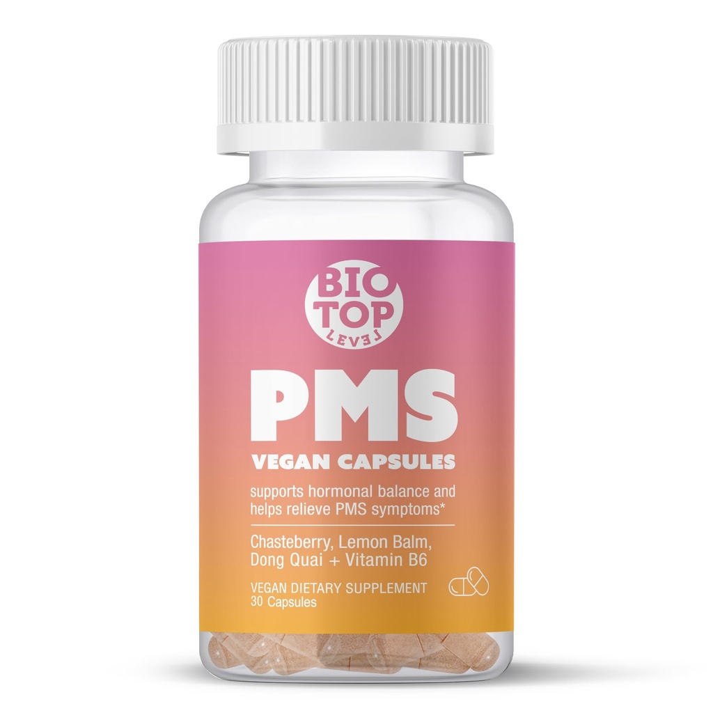 Supplément de soutien des SPM pour les femmes et les SPM Relief, Hormone Balance & Menstrual Period Relief for Crampes, Bloating & Mood Swings with Chasteberry, Vitamine B6, Lemon Baume, Dong Quai, 30 Compte