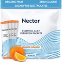 Paquets d'hydratation Nectar - Electrolytes Paquets de poudre - Pas de sucre ou de calories - Fruits organiques liquides IV Electrolytes Poudre pour déshydratation et réhydratation rapide (Orange 30 Pack)
