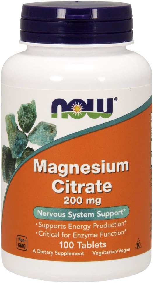 NOW Foods Magnesium Citrate 200 mg Tabs, 100 Count (Pack of 1)
