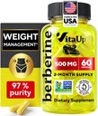 Supplément Berberine 500mg - USA Made Berberine 500mg - Non-OGM Berberine HCL - Suppléments Berberine pour la gestion du poids, l'énergie, le support immunitaire - 60 Capsules