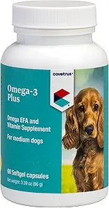Oméga-3 et supplément de vitamine Softgel Capsules Chien moyen, 31-60 lbs 60 ct
