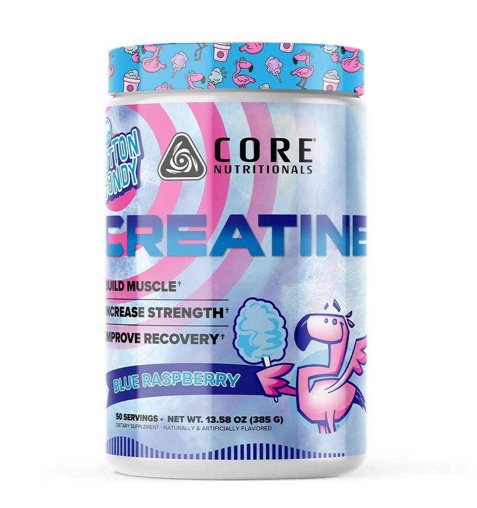 Core Nutritionals Creatine Monohydrate | Increase Strength, Build Muscle, Improve Recovery | 5g Creatine | 50 Servings (Fun Sweets Blue Raspberry)