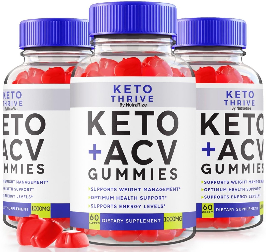 NutraRize (Pack of 3 Keto Thrive Keto + ACV Gummies Advanced Formula Supplement, Keto Thrive Apple Cider Vinegar 1000MG, All Natural Keto Plus ACV, Maximum Strength Gummy Reviews (180 Gummies)