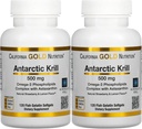California Gold Nutrition Antarctic Krill Oil, ultra-haut Omega-3 avec astaxanthine, fraise naturelle et saveur de citron, non OGM, sans gluten, 500 mg, 120 Poissons softgels gélatine, 2 Pack