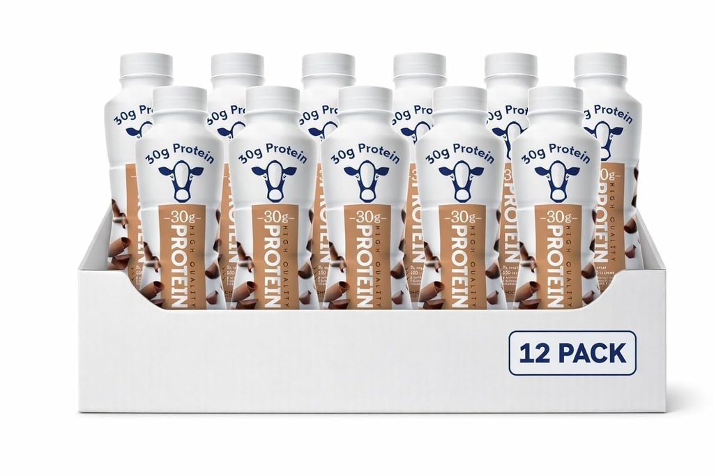 High Protein Chocolate Nutrition Shake (12, 11.5 Fl Oz) Pack - 30g Protein Per Botle Only 2g Sugar &150 Calories| Enriched With 8 Naturally Occouring Vitamins &Minerals | Ready-to-Drink, Lactose free.
