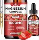 Triple Magnesium Complex Supplement, Magnesium Glycinate, Blend, Citrate Liquid Drops 1000mg with Ashwagandha, CoQ10, Vitamin B6, C, D, Zinc -Support Calm Stress Relief, Bone, Muscle, Mood Vegan
