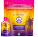 arbre pourpre Bâton d'énergie biologique Packets – Zéro sucre, 80 mg de caféine naturelle de Yerba Mate & Guarana, avec des vitamines B12 pour une énergie lisse et sans crash – Lemon Iced Tea Flavor, 12 to-Go Packs