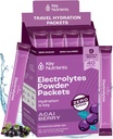 CLÉS NUTRIENTS Électrolytes Multivitamine Powder Packets - Delicious Acai Berry 40 Pack Hydratation Pack - Poudre d'hydratation Voyage - Pas de sucre, pas de calories, sans gluten - Fabriqué aux États-Unis