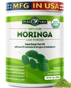 PURA VIDA MORINGA Poudre biologique d'origine unique - Premium 100% Poudre de feuille, USDA Bio Moringa Oleifera, Moringa Poudre de feuille - Parfait pour les smoothies et recettes. 8 oz.