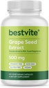 BESTVITE Extrait de graines de raisin 500mg (120 Capsules végétariennes) - Pas de stéarate - Standardisé à 95% Polyphénols