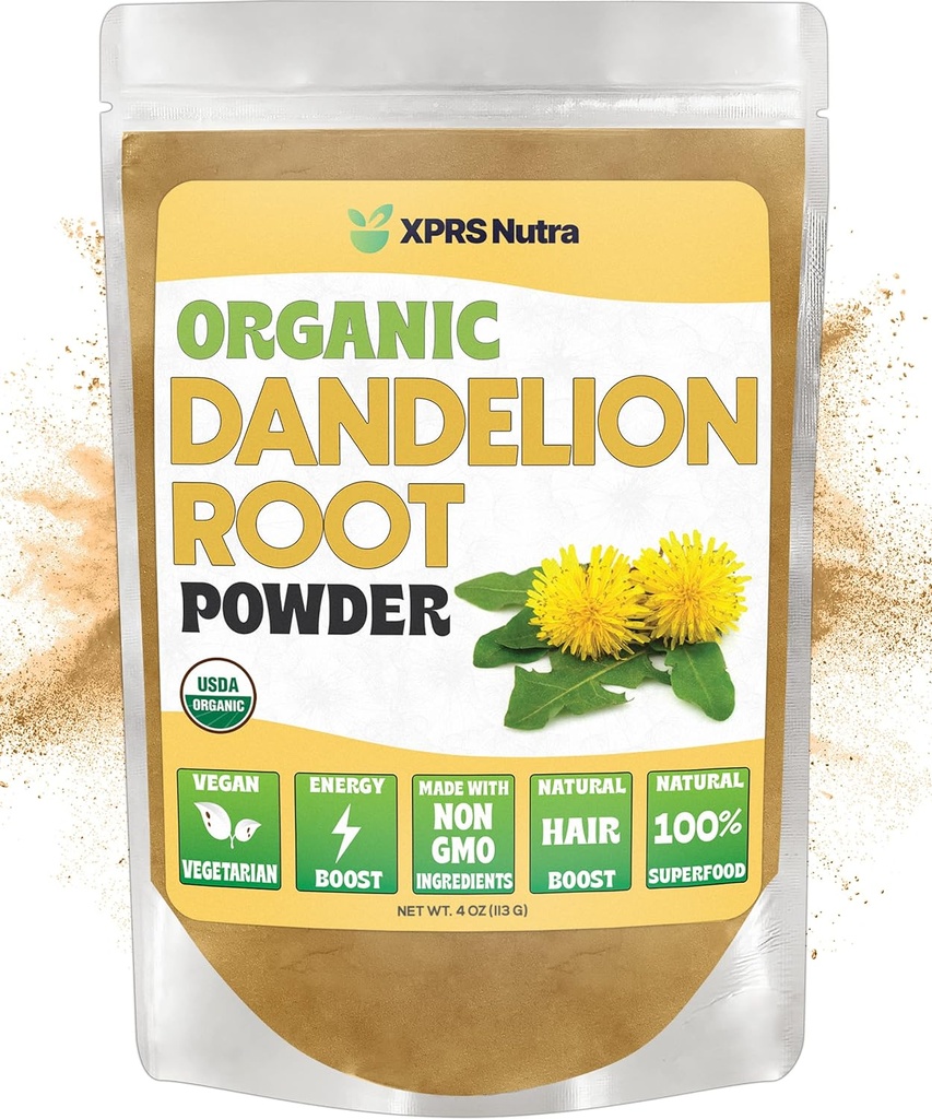 XPRS Nutra Bio Dandelion Root Powder - Vegan Friendly Antioxydant Power for Liver Support - Dandelion Root for Tea and Beverages - Immune Boosting Dandelion Powder (4 Once)