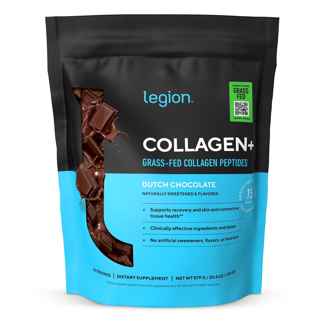 LEGION Athletics Hydrolyzed Collagen Peptides Powder - Solugel Ultra BD Bovine Collagen with Vitamin C - Joint, Skin, and Nail Support - Chocolate, 30 Servings