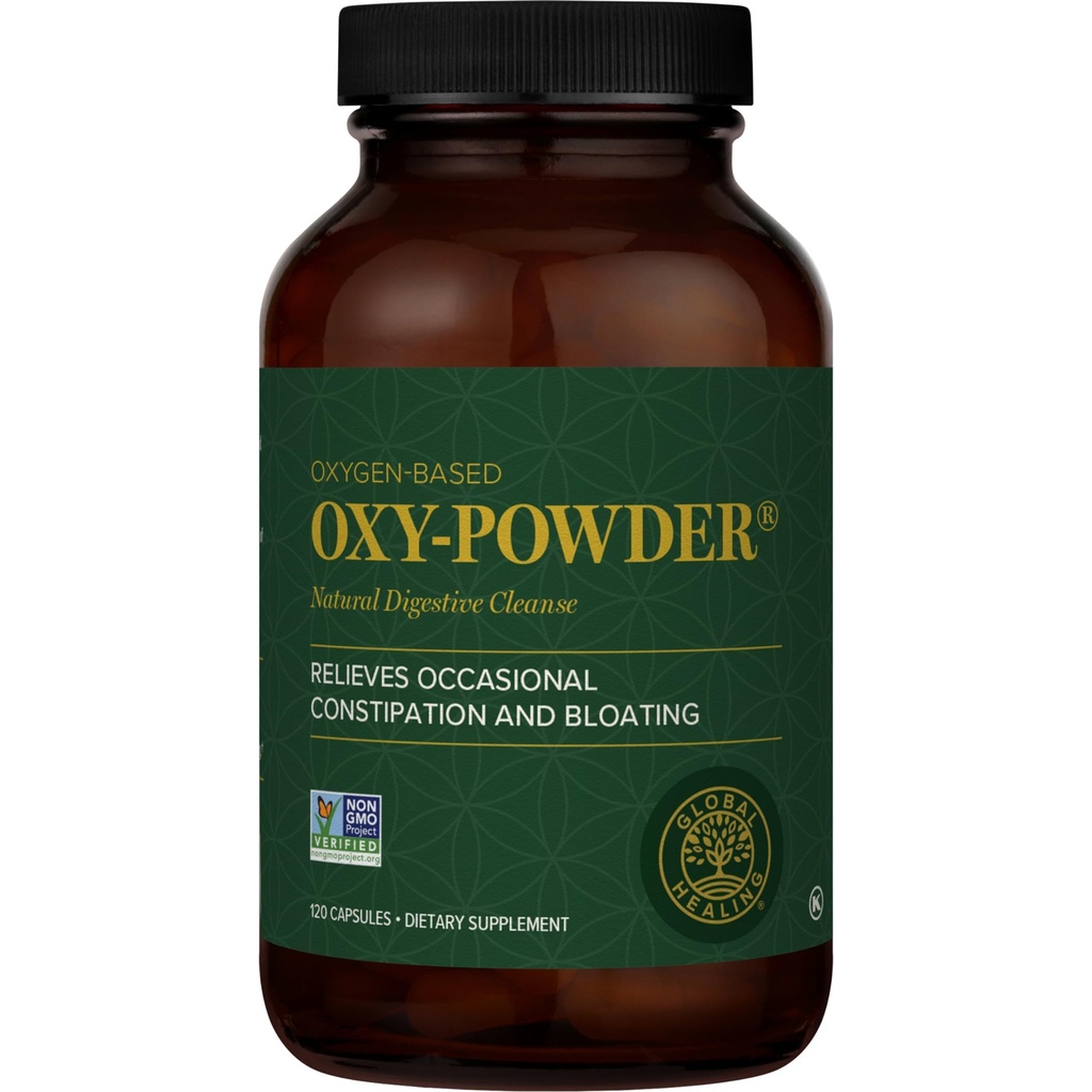 Global Healing Center Oxy-Powder Oxygen based Safe and Natural Colon Cleanser and Relief from Occasional Constipation (120 capsules) (Les emballages peuvent varier)