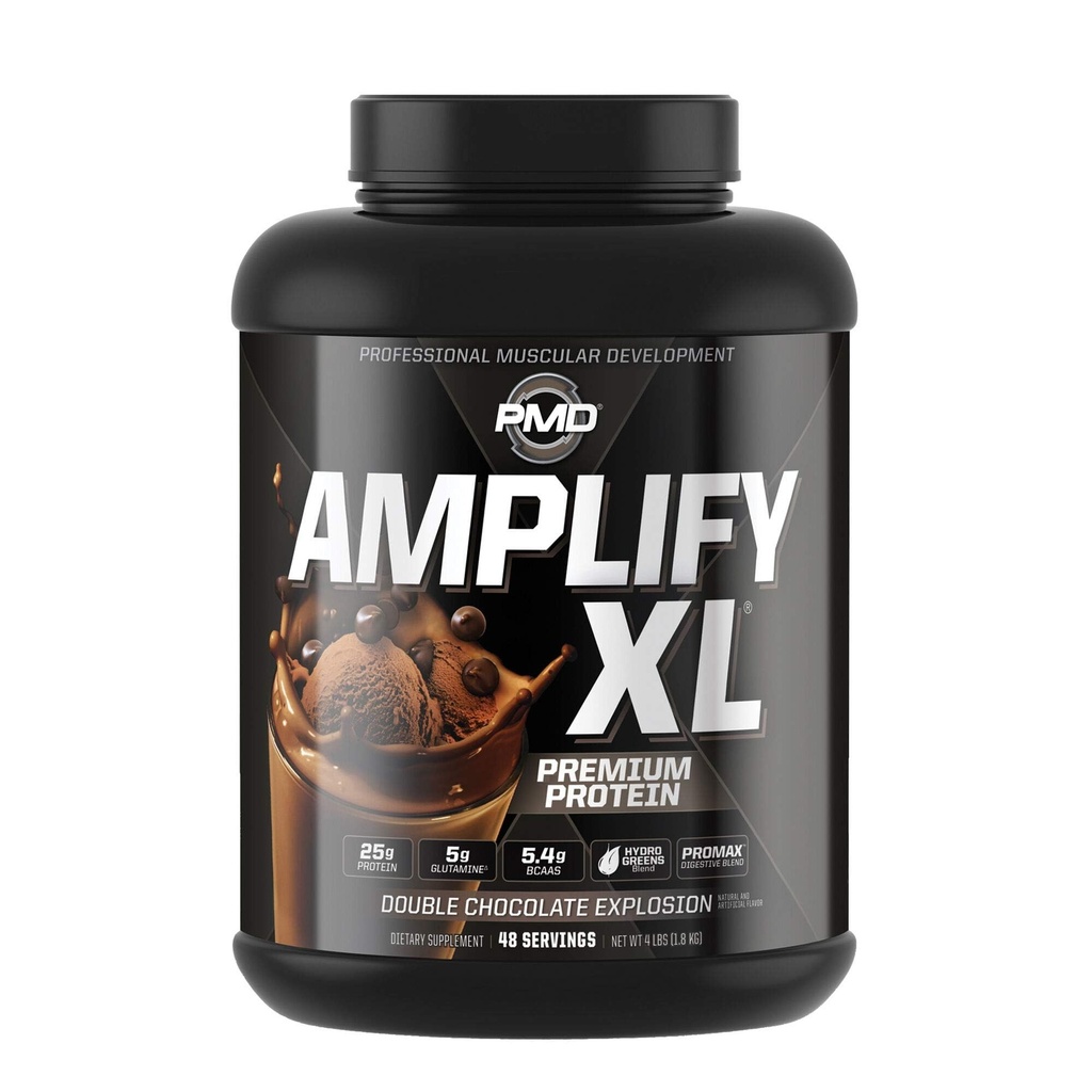 PMD Sports Amplify XL Premium Whey Protein Supplement Hydro Greens Blend - Glutamine and Whey Protein Matrix with Superfood for Muscle, Strength and Recovery - Double Chocolate Explosion (48 Servings)