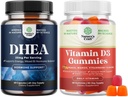 Ensemble de DHEA pur 25mg pour les femmes et les hommes pour le soutien immunitaire et les gommes vitamine D3 pour le bien-être quotidien pour les muscles osseux et le soutien immunitaire