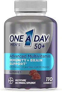 Un jour pour les hommes 50+ Gommies, Multivitamines avancées pour les hommes avec le soutien du cerveau et le soutien de l'immunité, Vitamines pour les hommes avec Super 8 B Complexe Vitamine, 110 Compte