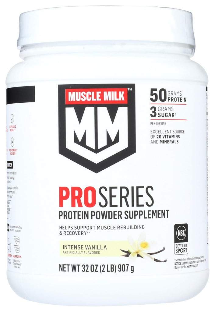 Muscle Milk Powder Pro Series, 50 Grams Protein, Intense Vanilla, 2 Pounds