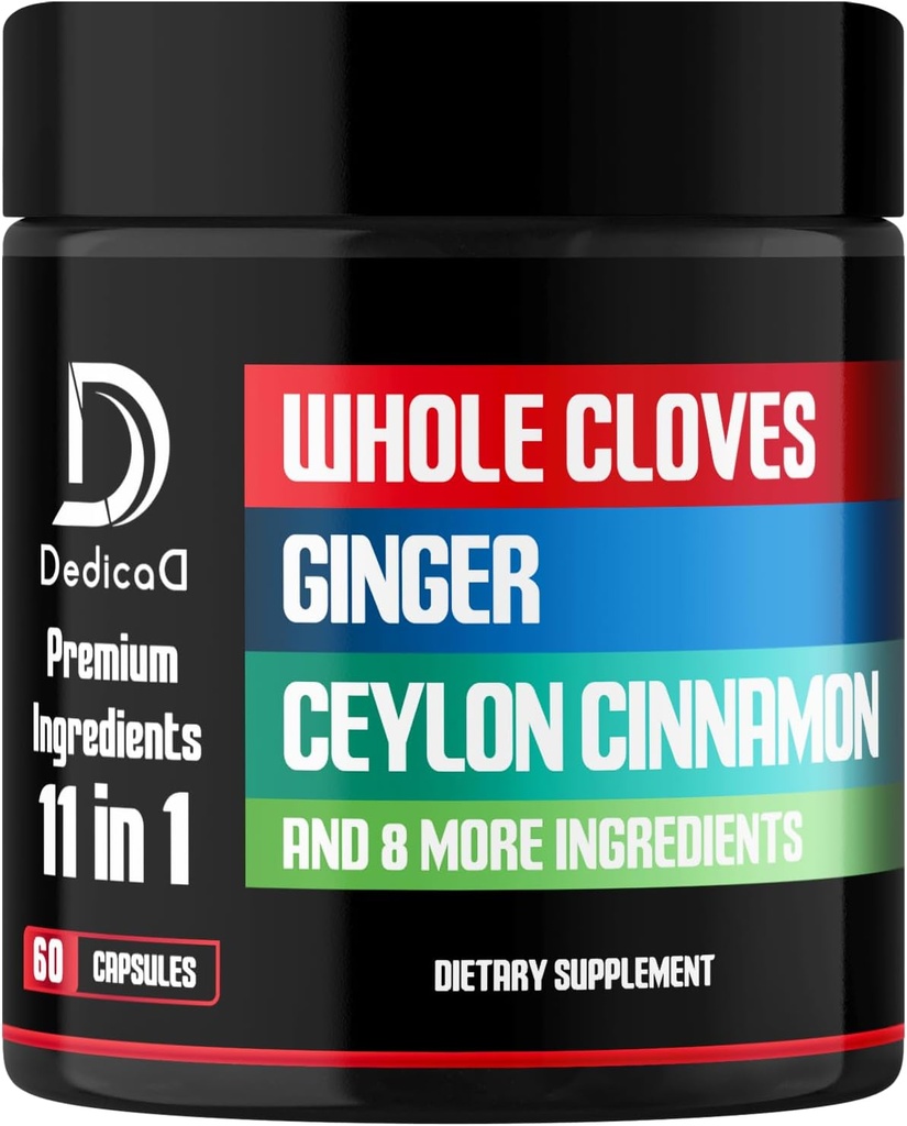 Supplément de vêtements 11en1 avec gingembre, cannelle Ceylan et 8 autres - Système digestif, immunitaire, support d'humeur - 60 Capsules - 30 Jours d'approvisionnement