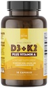 Natural Rhythm Vitamin D3 5000 IU + K2 MK-7 Plus Vitamin A – Bone & Immune Support Supplement, Supports Calcium Absorption & Cardiovascular Function, Vegetarian Capsules (30 Count)