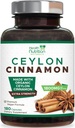 Ceylan Cinnamon Capsules 1800mg - Certified Organic Ceylan Cinnamon Powder Supplément, mis en bouteille aux États-Unis, Extra Strength Energy & Heart Support Pills, Non-OGM & sans gluten, sans sucre - 180 capsules
