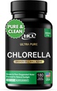 Capsules de Chlorella 3000 mg - Supplément d'algues vertes bleues pour cellules craquées - Meilleur nettoyage naturel du détox - Vitamines végétales Minéraux Pilules en poudre de chlorophylle végétalienne - Fabriqué aux États-Unis