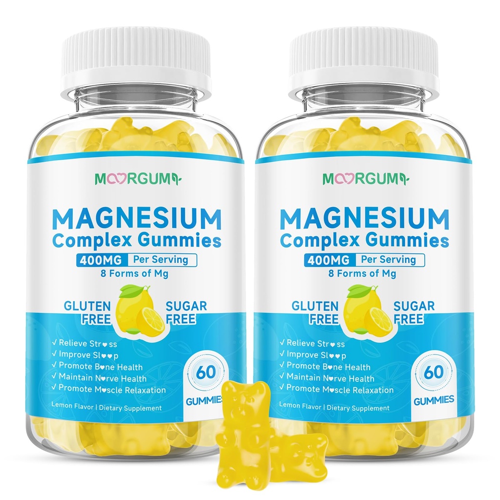 Magnesium Complex Gummies, Support Relaxation, Energy, Bone Health, with Ashwagandha, Vitamin D3, B12, Magnesium Glycinate – 8-in-1 Complex Supplements Gummies, for Adults, Kids, Women, Men, 120 Count